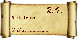 Rikk Irina névjegykártya